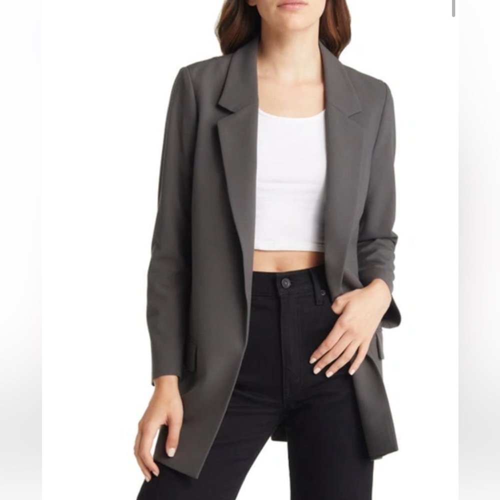 AllSaints All Saints Aleida Tri Blazer Open Black Smoke Grey Gray Size 2 NEW